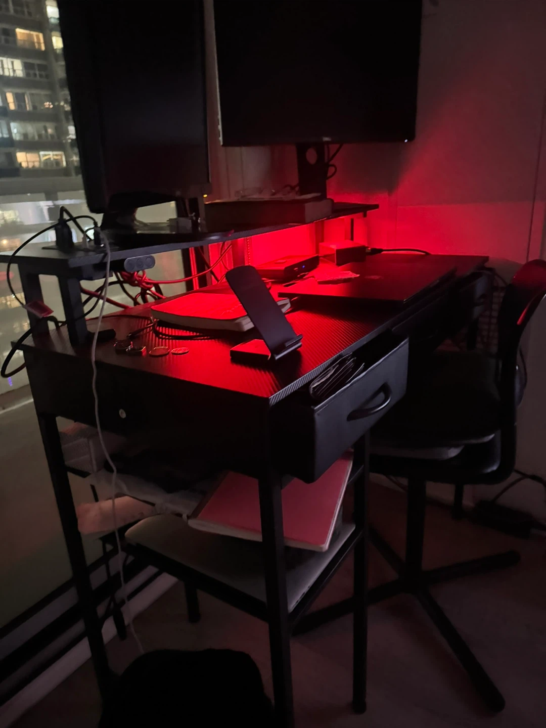Black Desk with Drawer and LED - photo 3