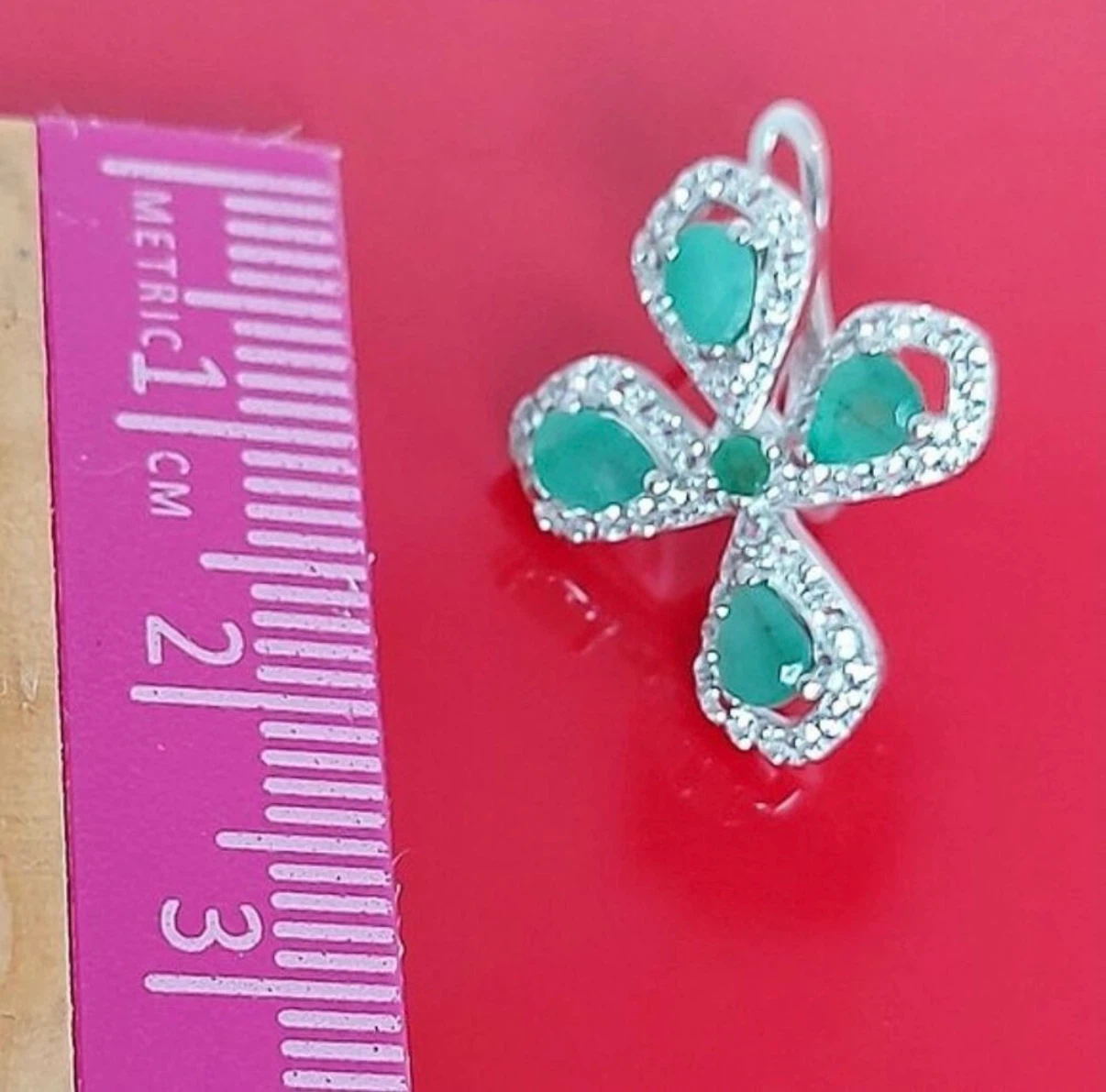 Sterling Silver natural emeralds and natural topazes earrings - photo 3