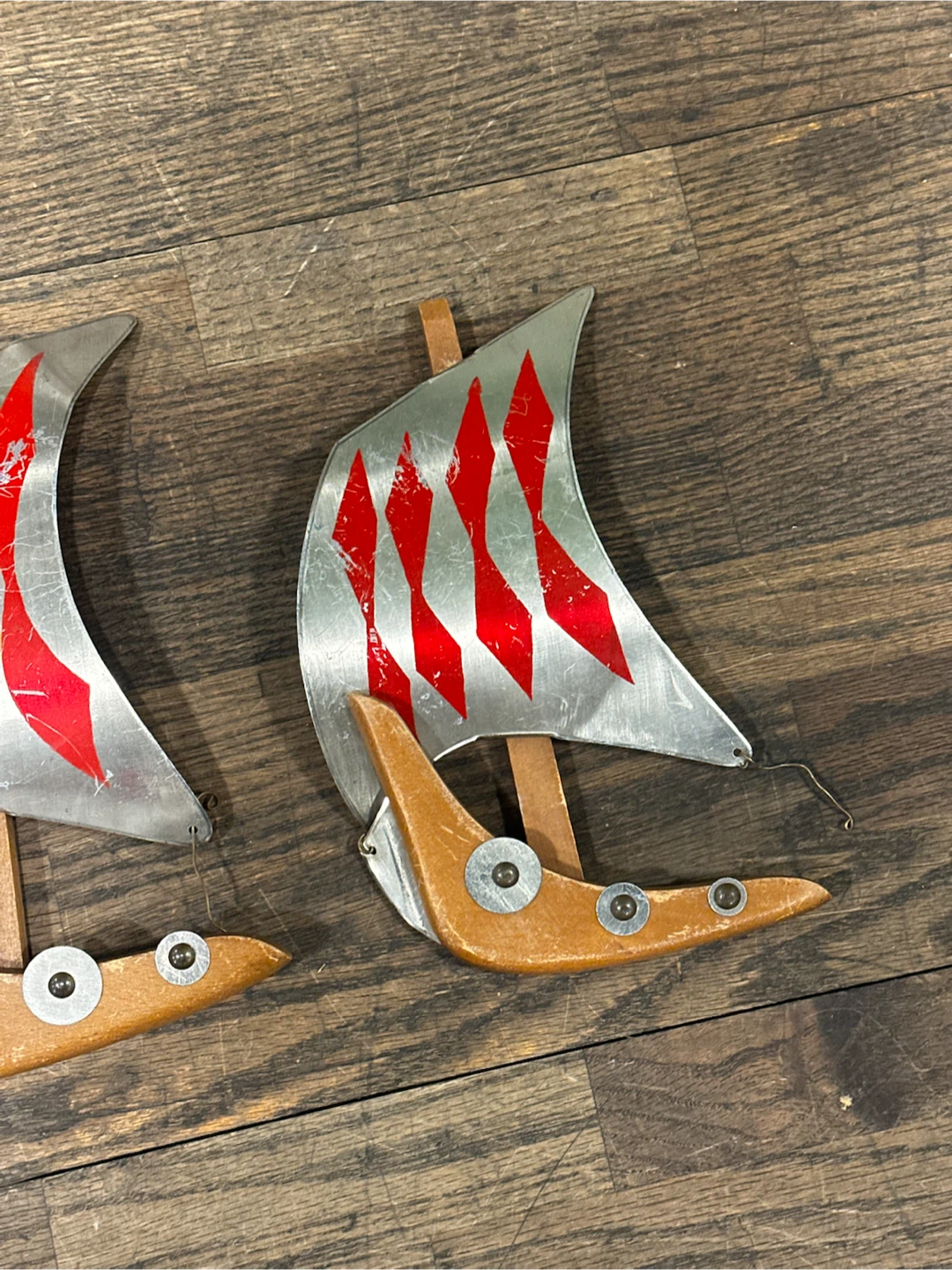 Vintage Mid Century Metal Viking Ship 3-Piece Wall Art - photo 4