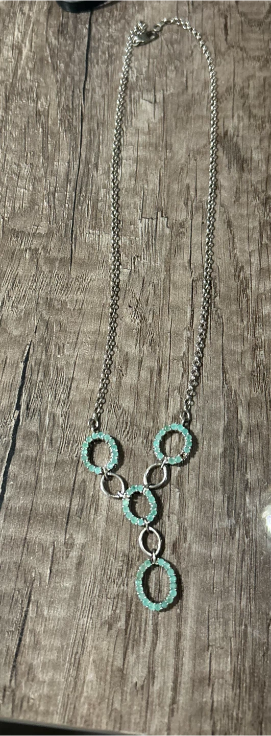 Sterling Silver necklace with natural emeralds