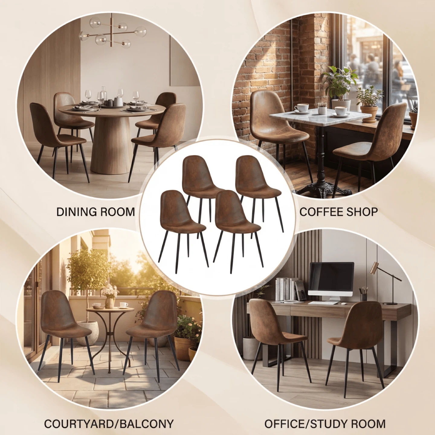 Set of 4 Faux Suede Dining Chairs - photo 3