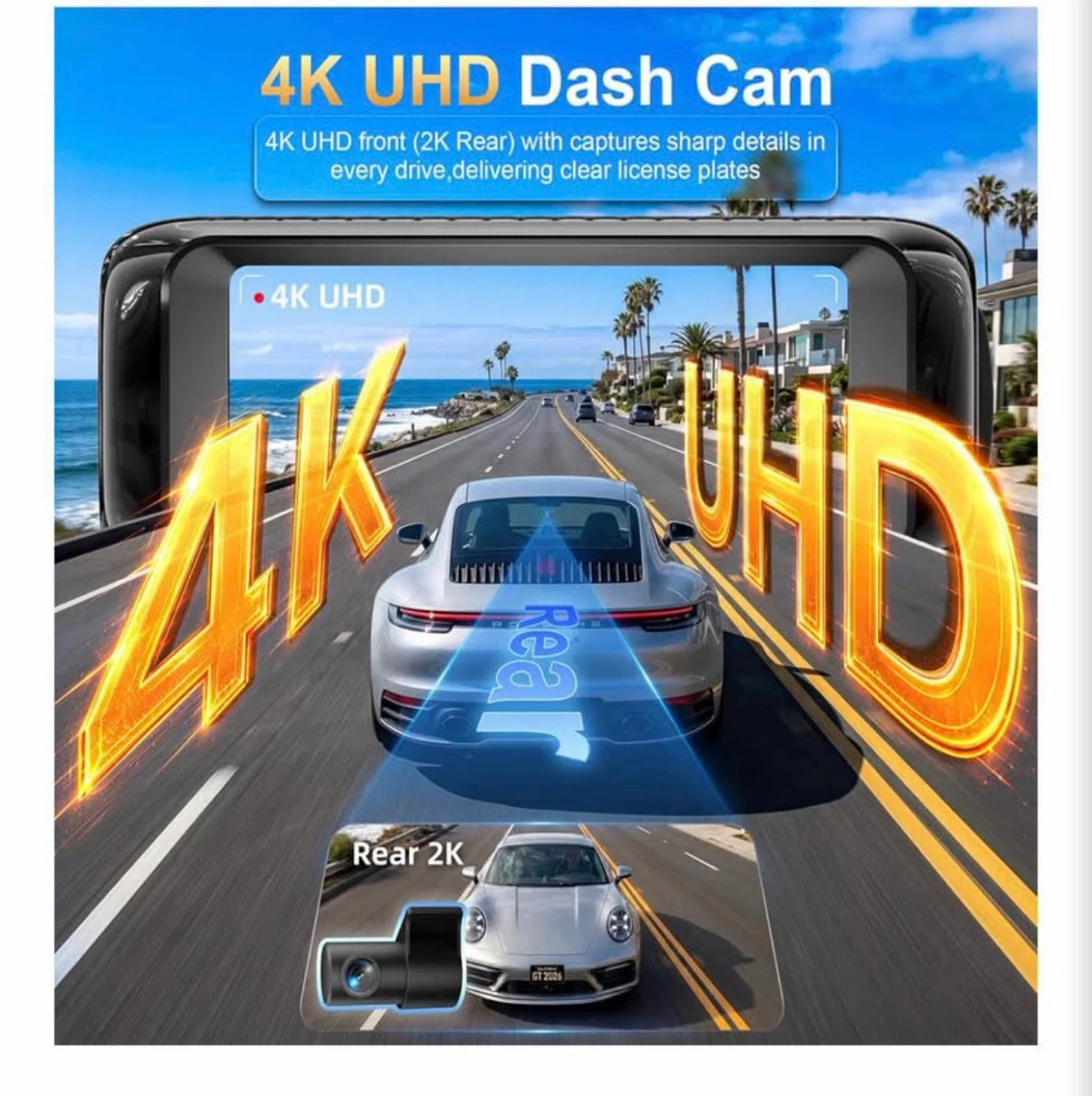 LHSYJ 4K Dual Dash Cam with 128GB Card - photo 2