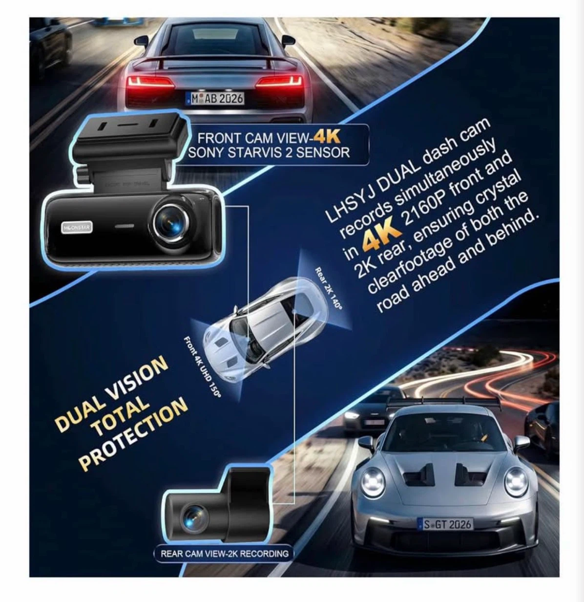 LHSYJ 4K Dual Dash Cam with 128GB Card - photo 4