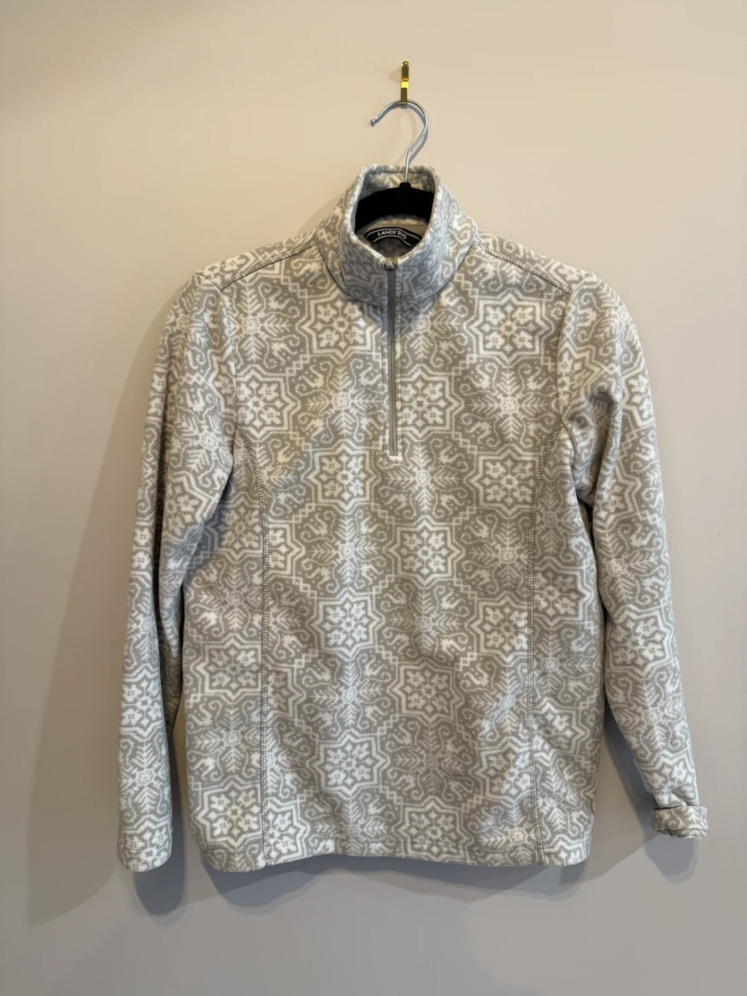Lands' End pattern fleece quarter-zip