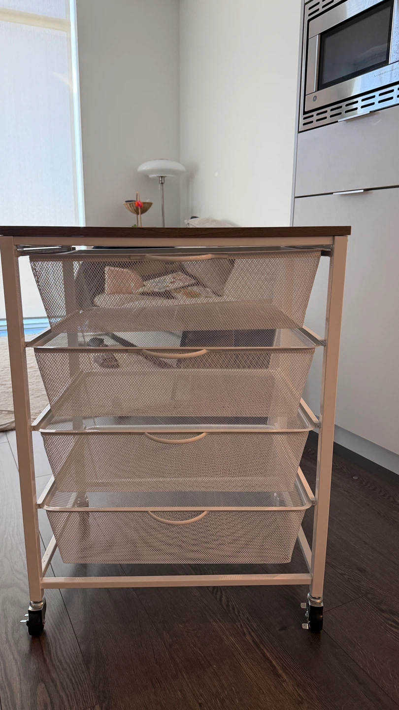 White Metal Mesh 4-Drawer Storage Cart - photo 2