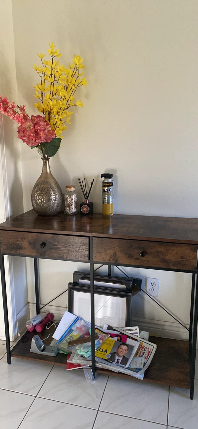 Rustic Industrial Console Table with Drawers