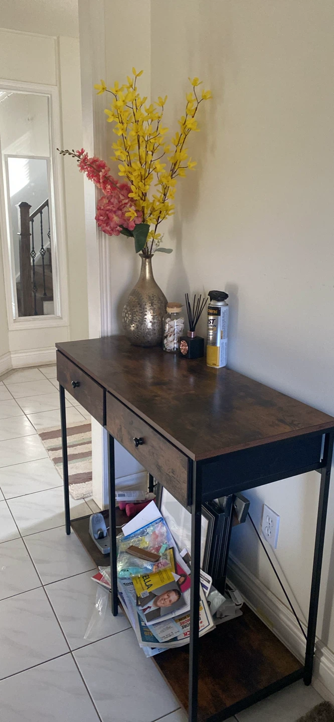 Rustic Industrial Console Table with Drawers - photo 2