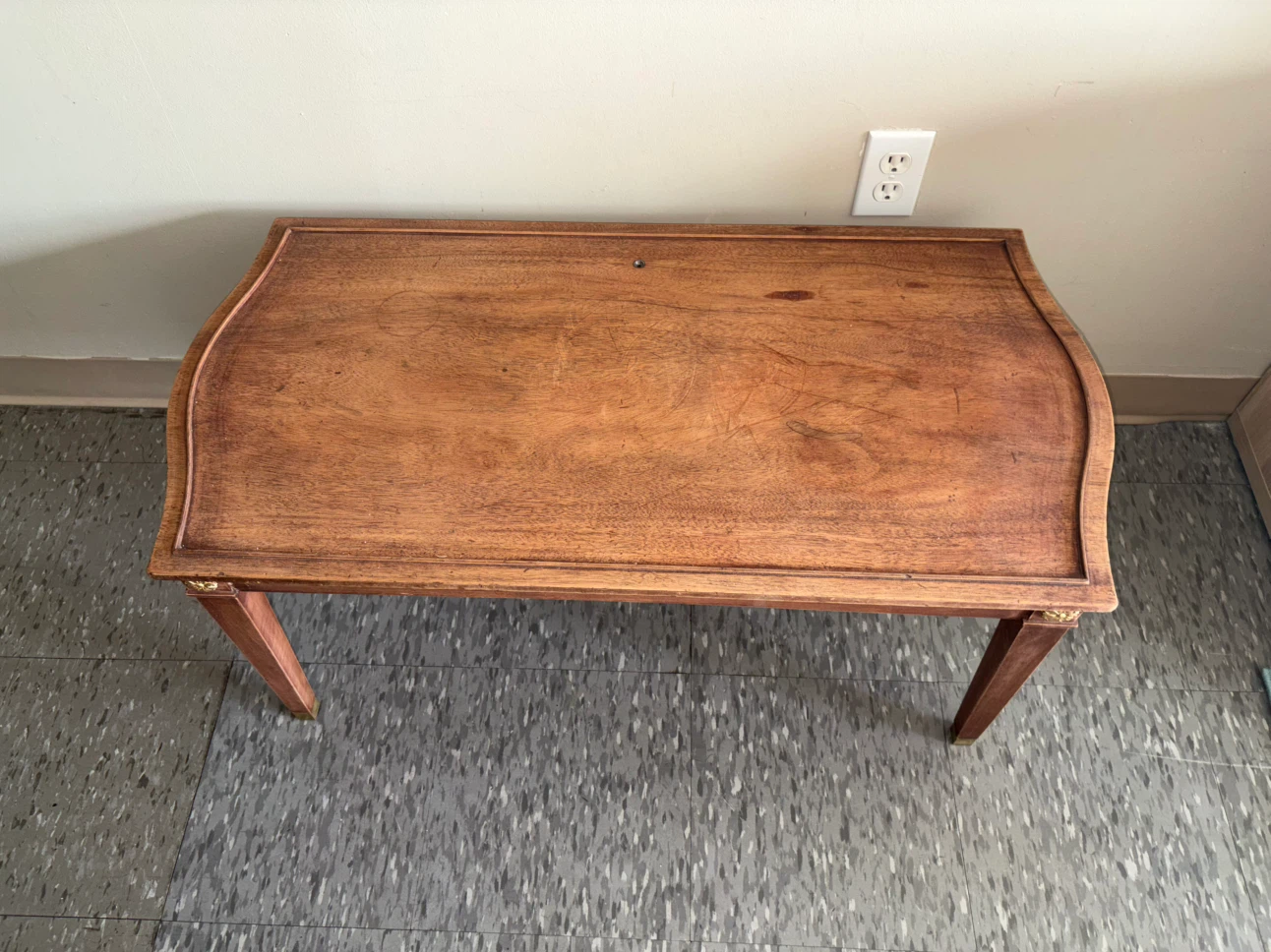 Vintage Wooden Side Table with Gold Accents