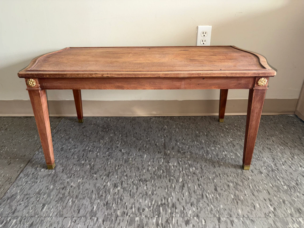 Vintage Wooden Side Table with Gold Accents - photo 2