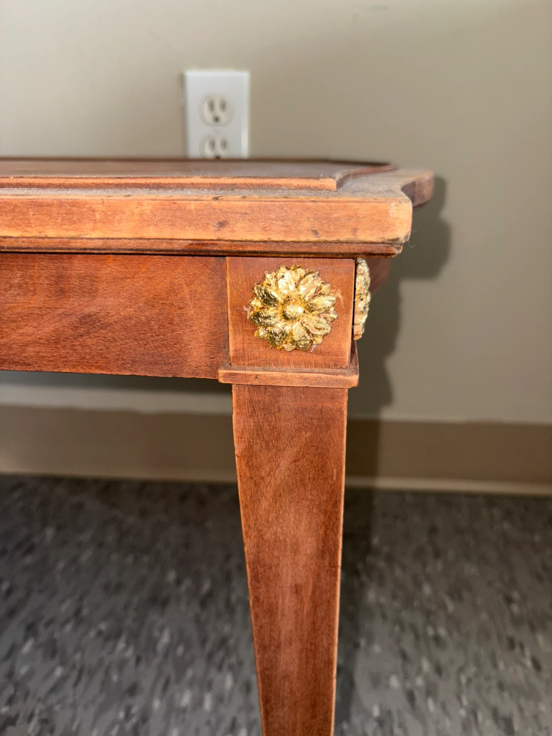 Vintage Wooden Side Table with Gold Accents - photo 4
