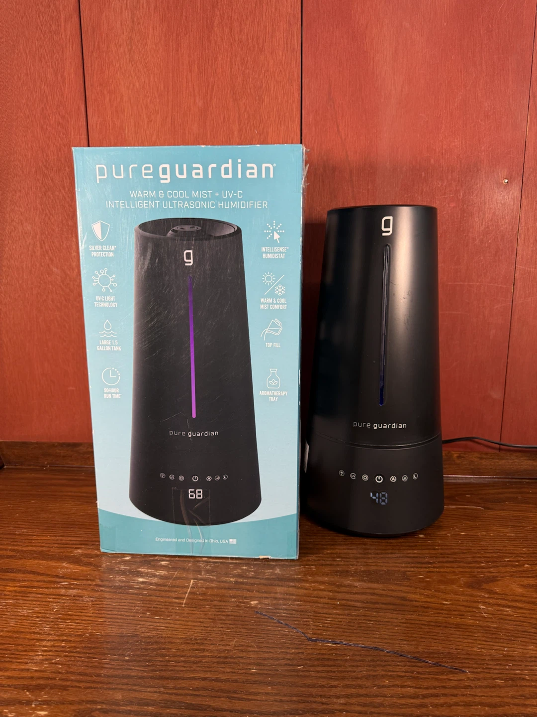 PureGuardian Warm and Cool Mist Ultrasonic Humidistat Humidifier