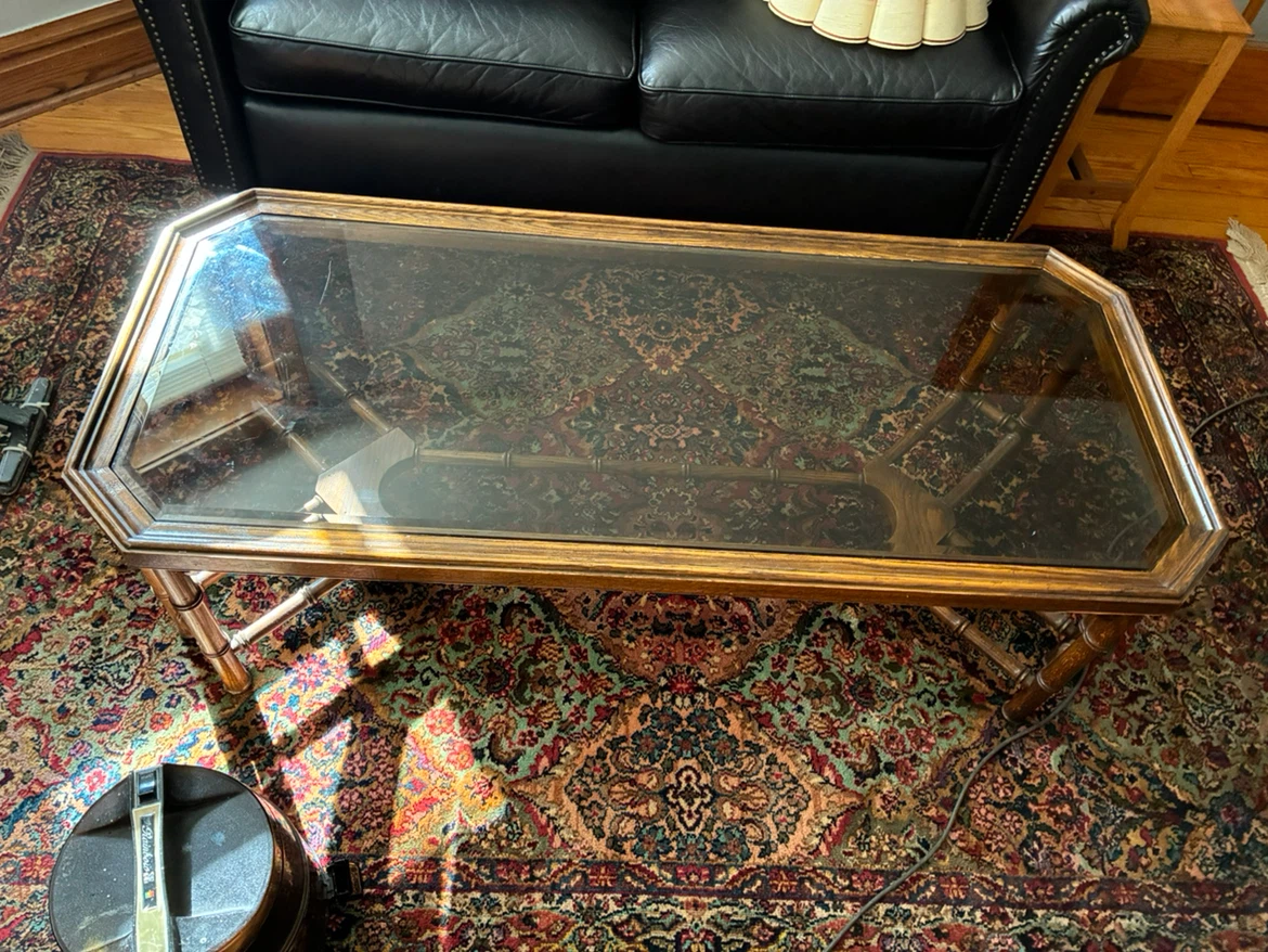 Vintage Octagonal Faux Bamboo Coffee Table