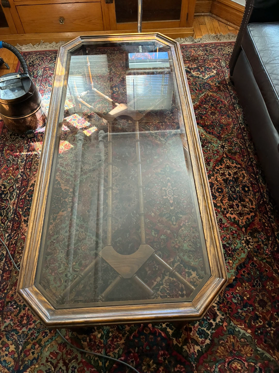Vintage Octagonal Faux Bamboo Coffee Table - photo 2