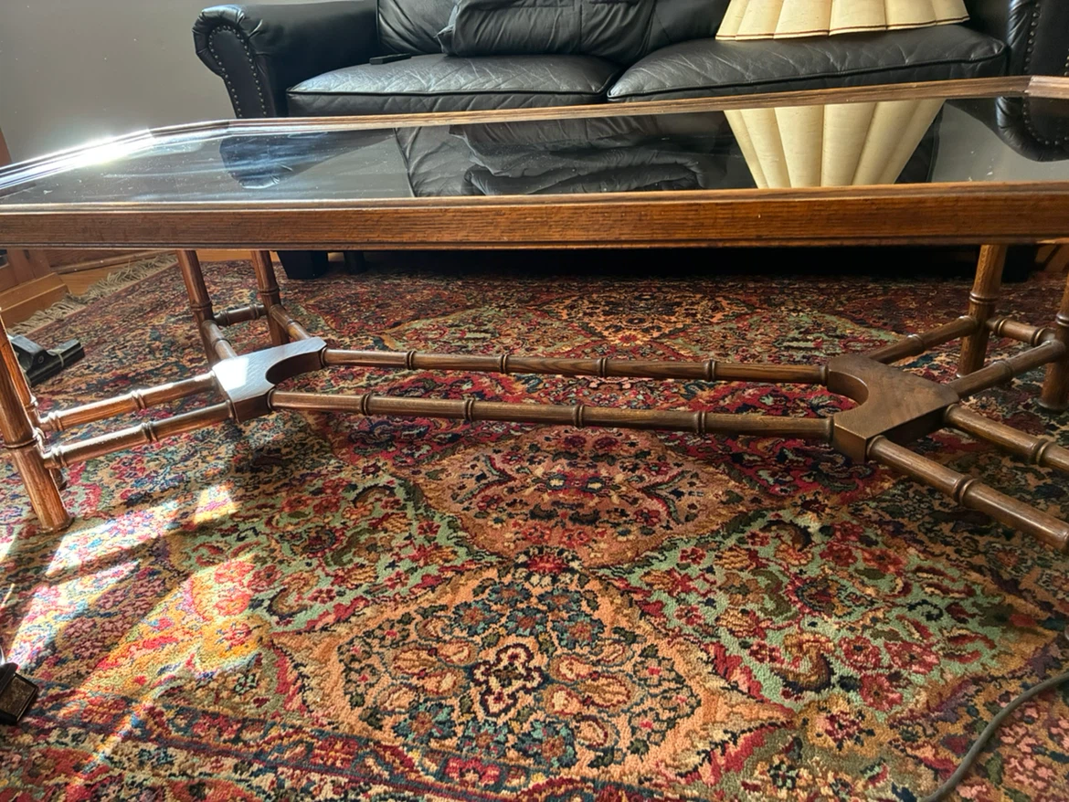 Vintage Octagonal Faux Bamboo Coffee Table - photo 3