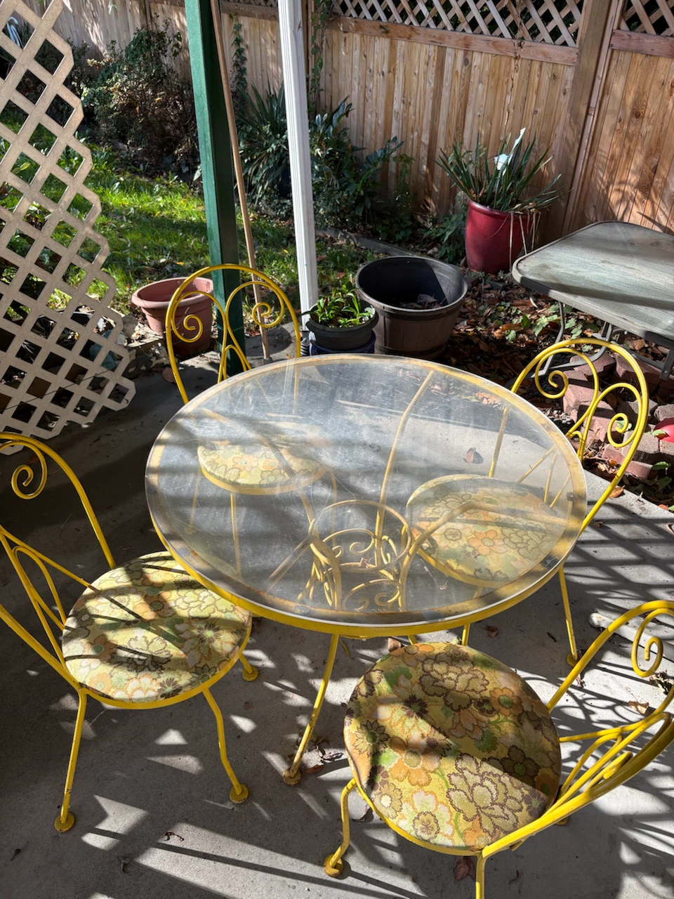 Vintage Yellow Metal Bistro Set