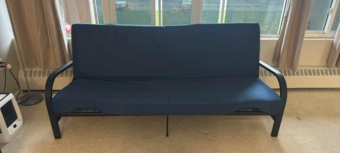 Blue Futon with Black Metal Frame - photo 4