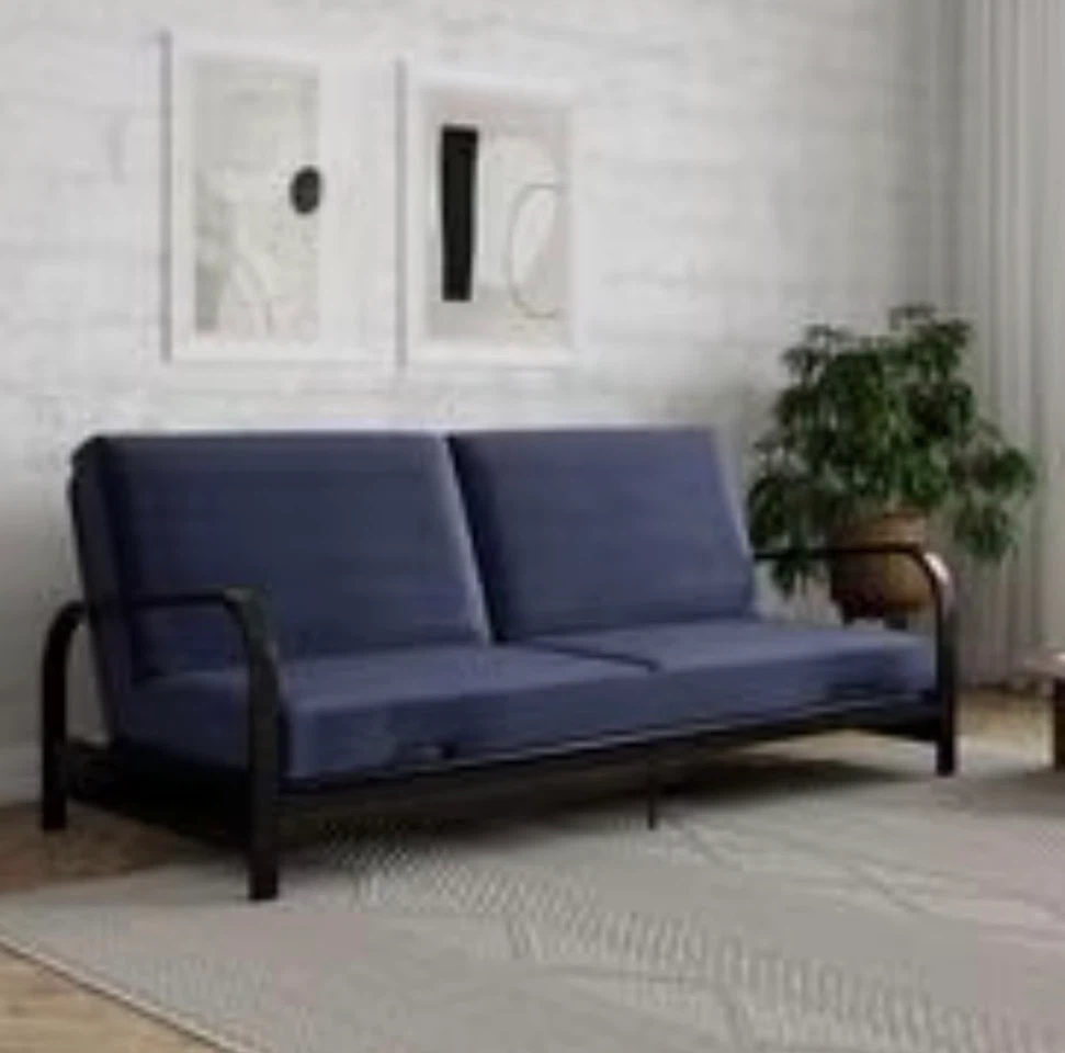 Blue Futon with Black Metal Frame - photo 5