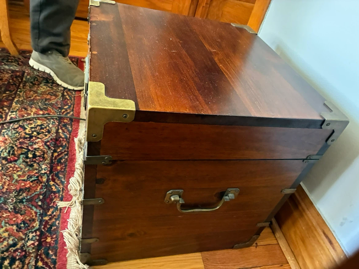 Wooden Storage Trunk with Brass Accents - photo 2