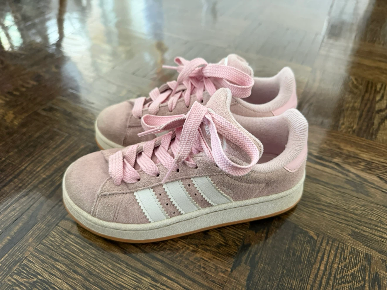 Adidas Kids Pink Suede Shoes Size 2