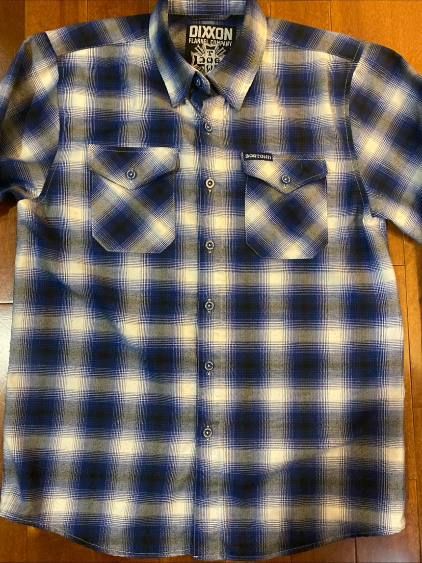 Dixxon Dogtown Flannel Shirt Men’s Medium Blue White Plaid - photo 2