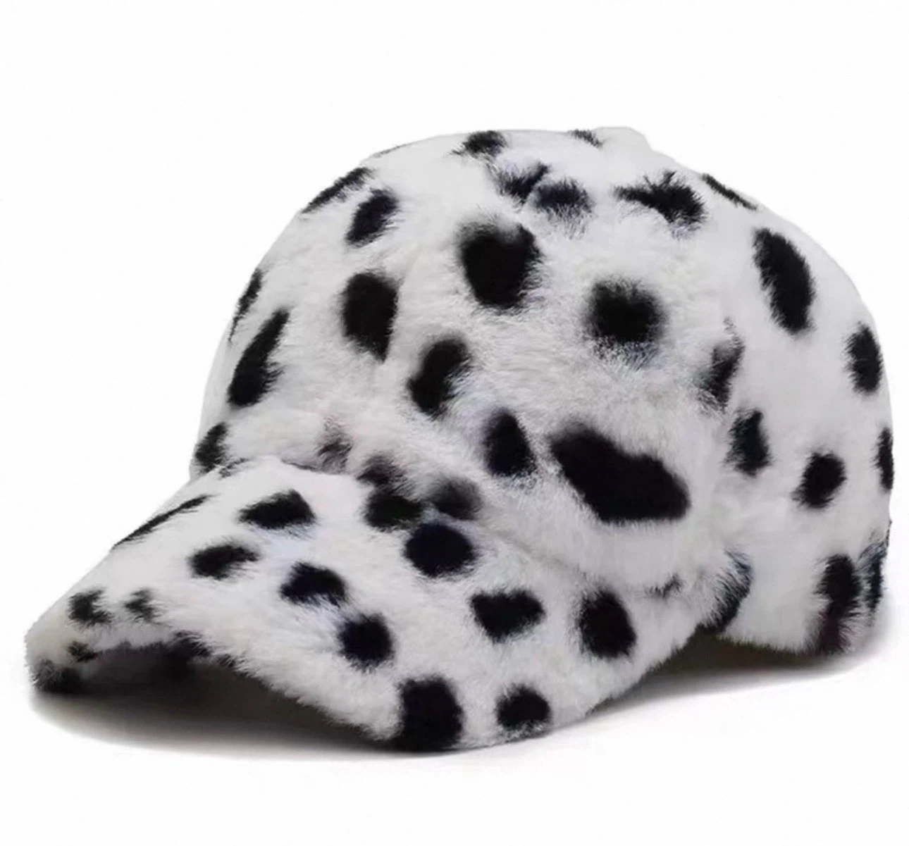 Faux Fur Animal Print Baseball Cap