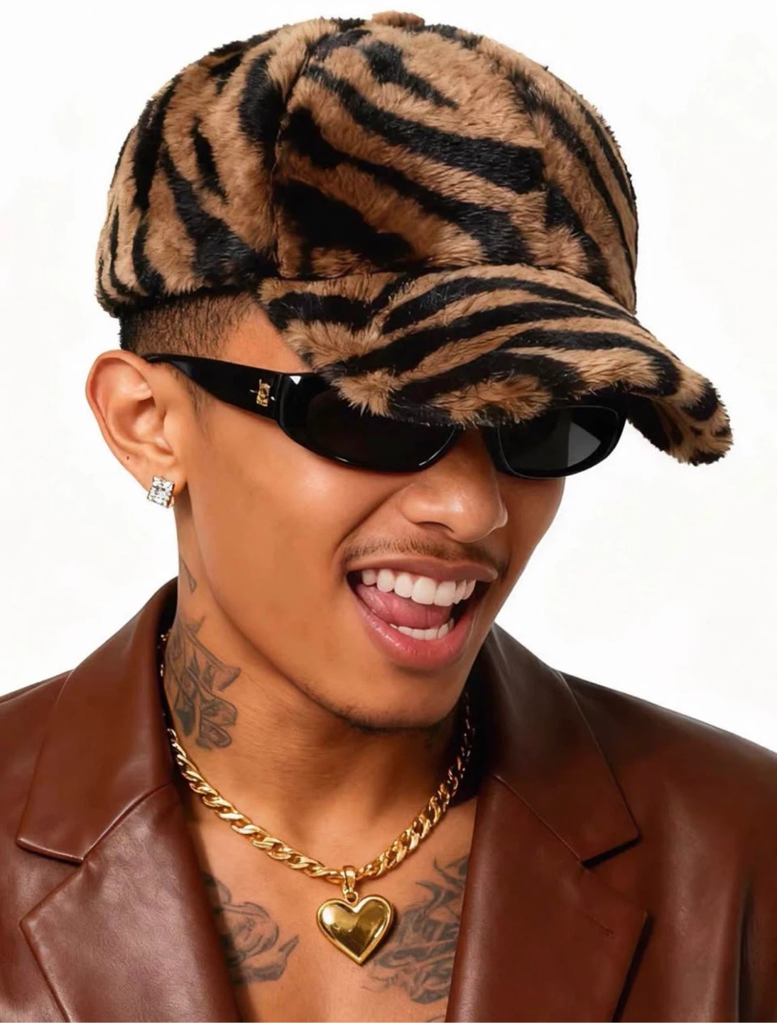 Faux Fur Animal Print Baseball Cap - photo 5