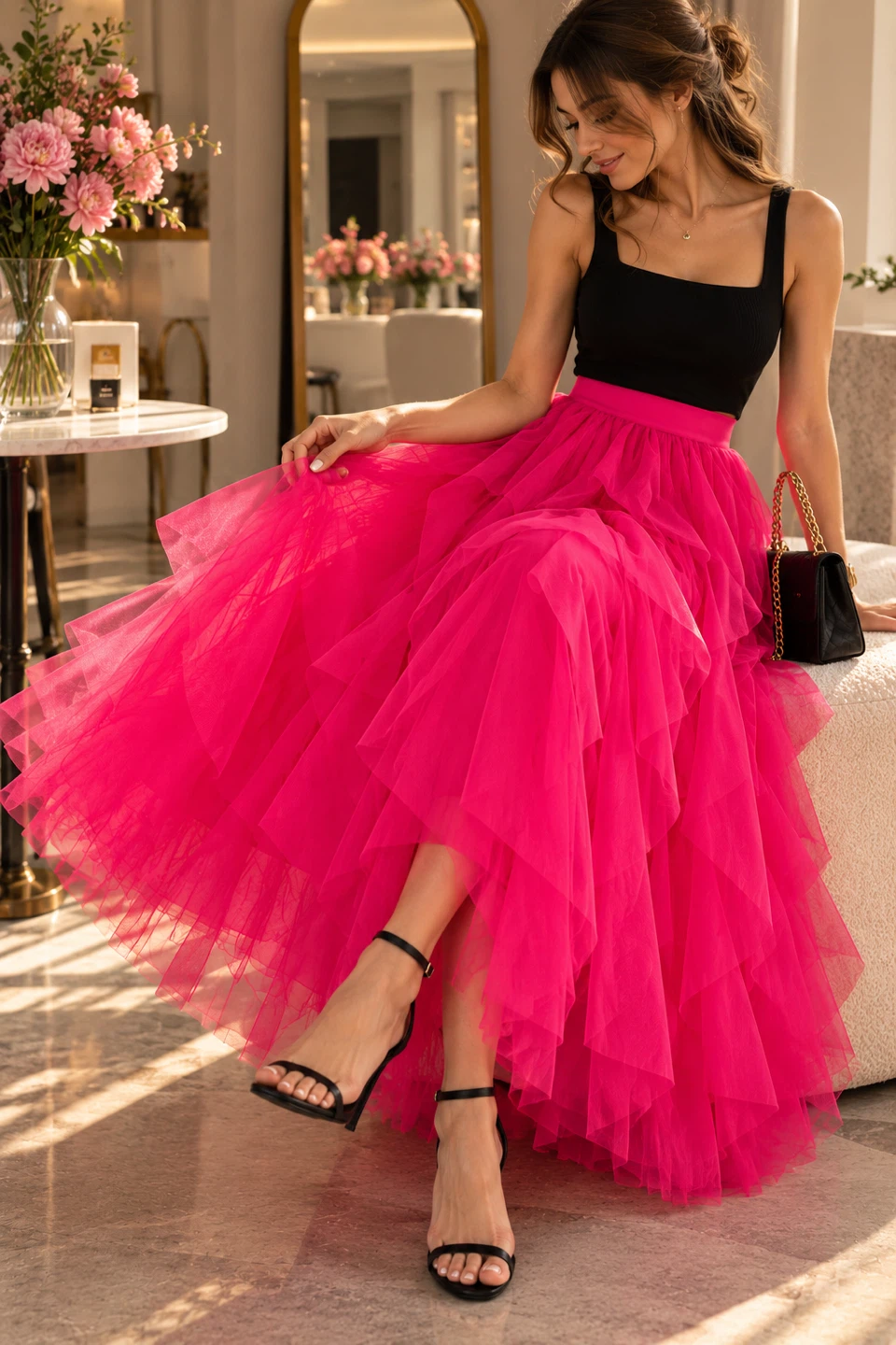 Hot Pink Tulle Maxi Skirt - photo 3