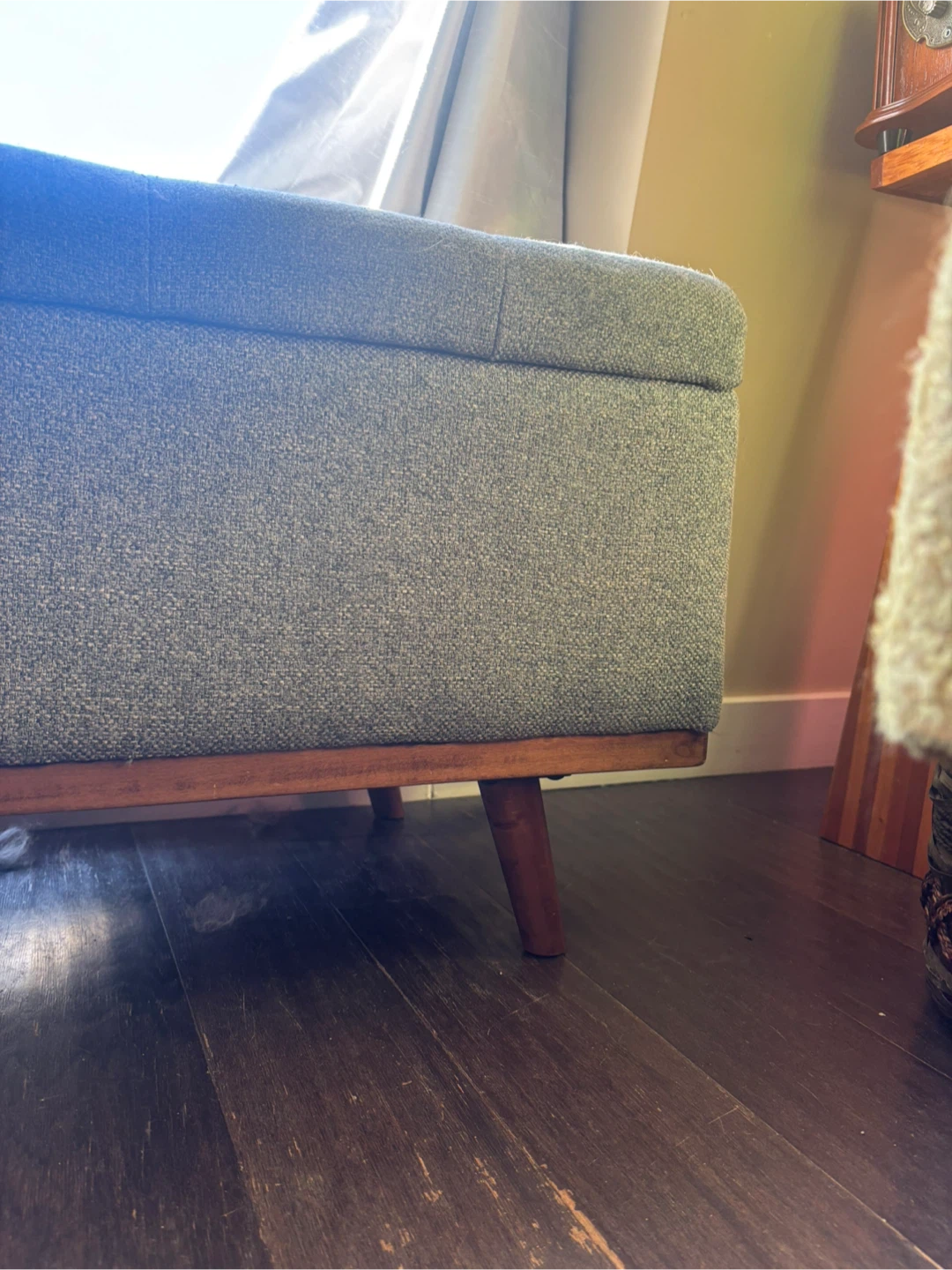 Mcm style Blue Upholstered Storage Bench