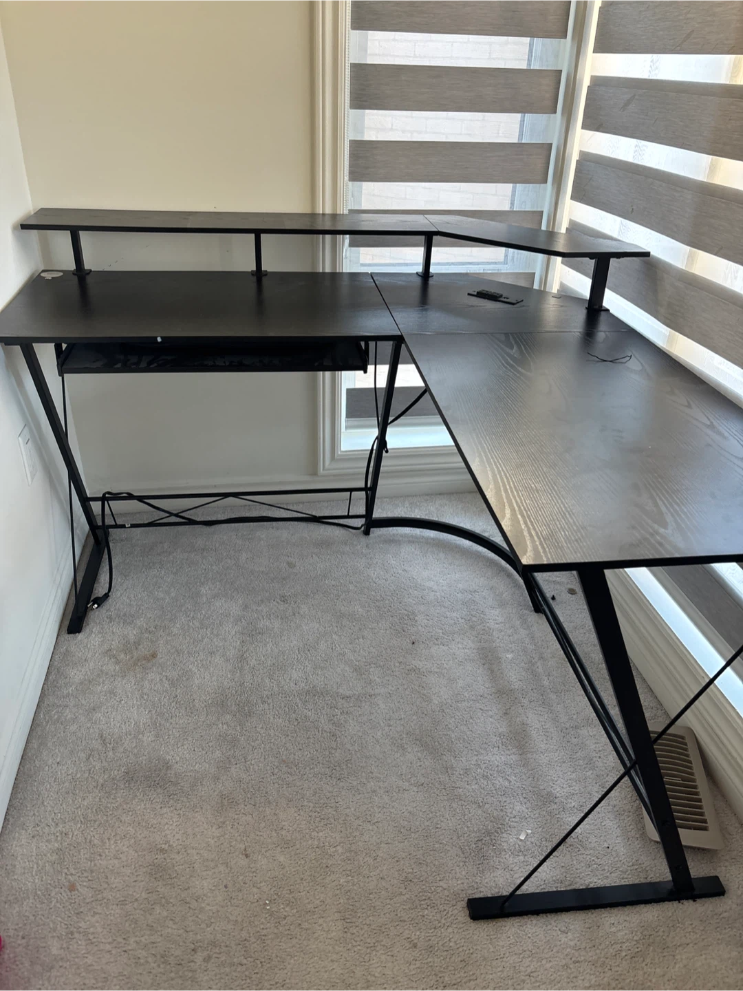 L-Shaped Black Computer Desk with Hutch - photo 3