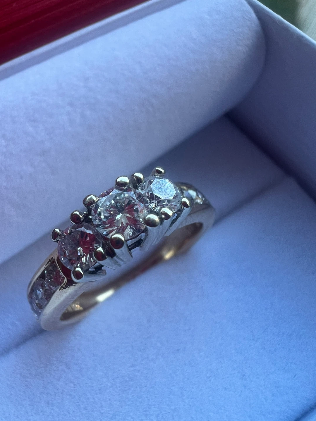 14k Gold Three-Stone Diamond Ring