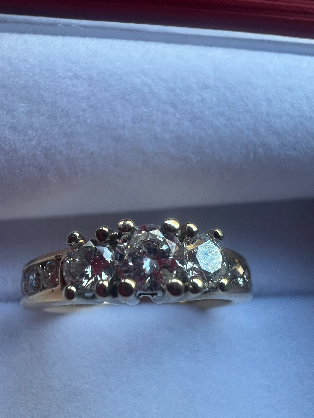 14k Gold Three-Stone Diamond Ring - photo 2