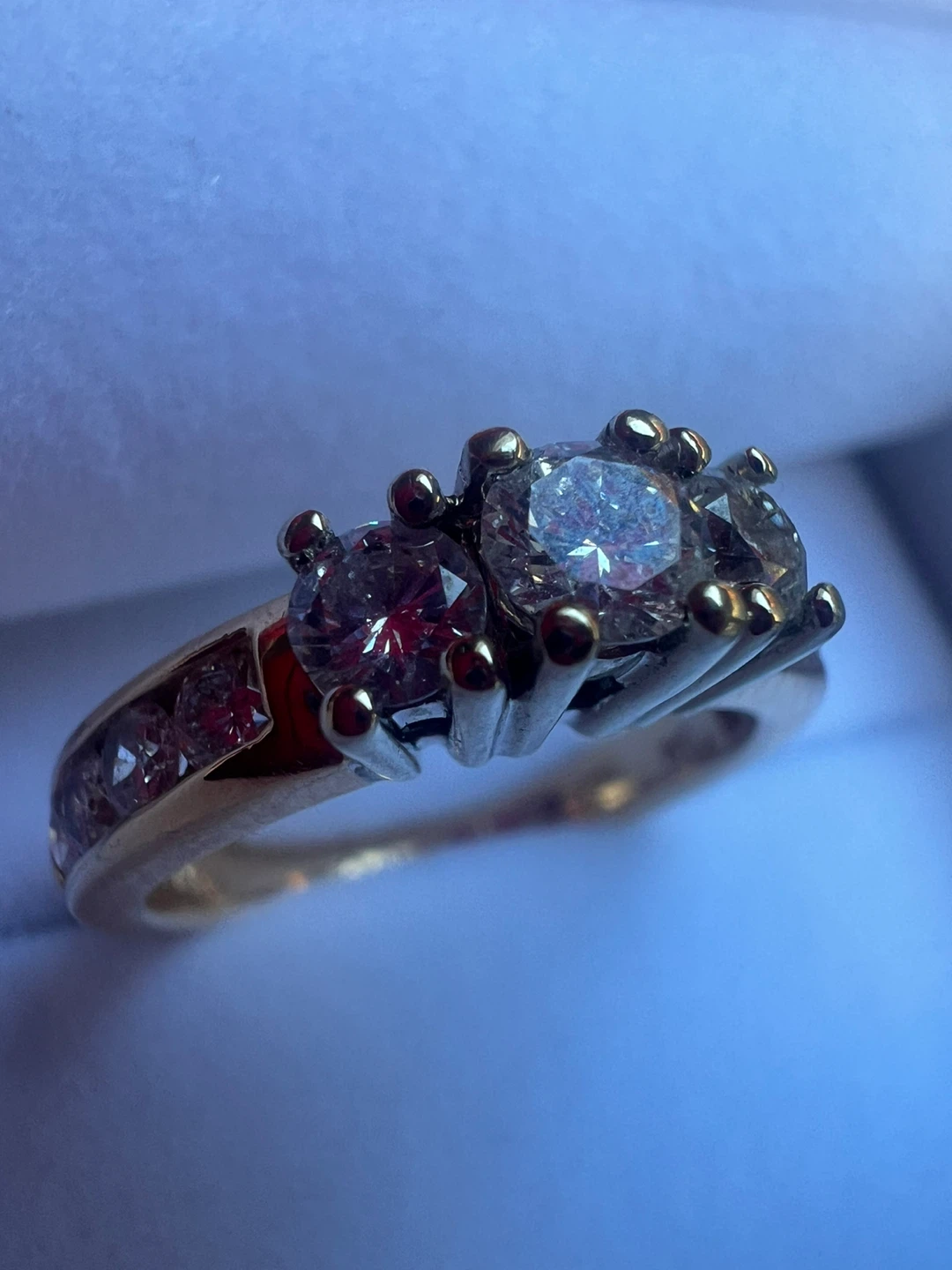 14k Gold Three-Stone Diamond Ring - photo 3