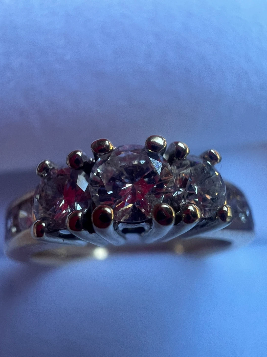 14k Gold Three-Stone Diamond Ring - photo 5