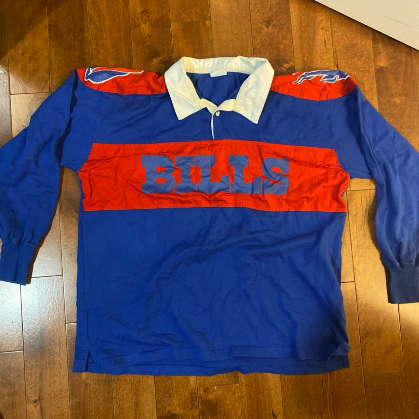 Vintage Buffalo Bills Rugby Polo Shirt Mens Large Japan F Size