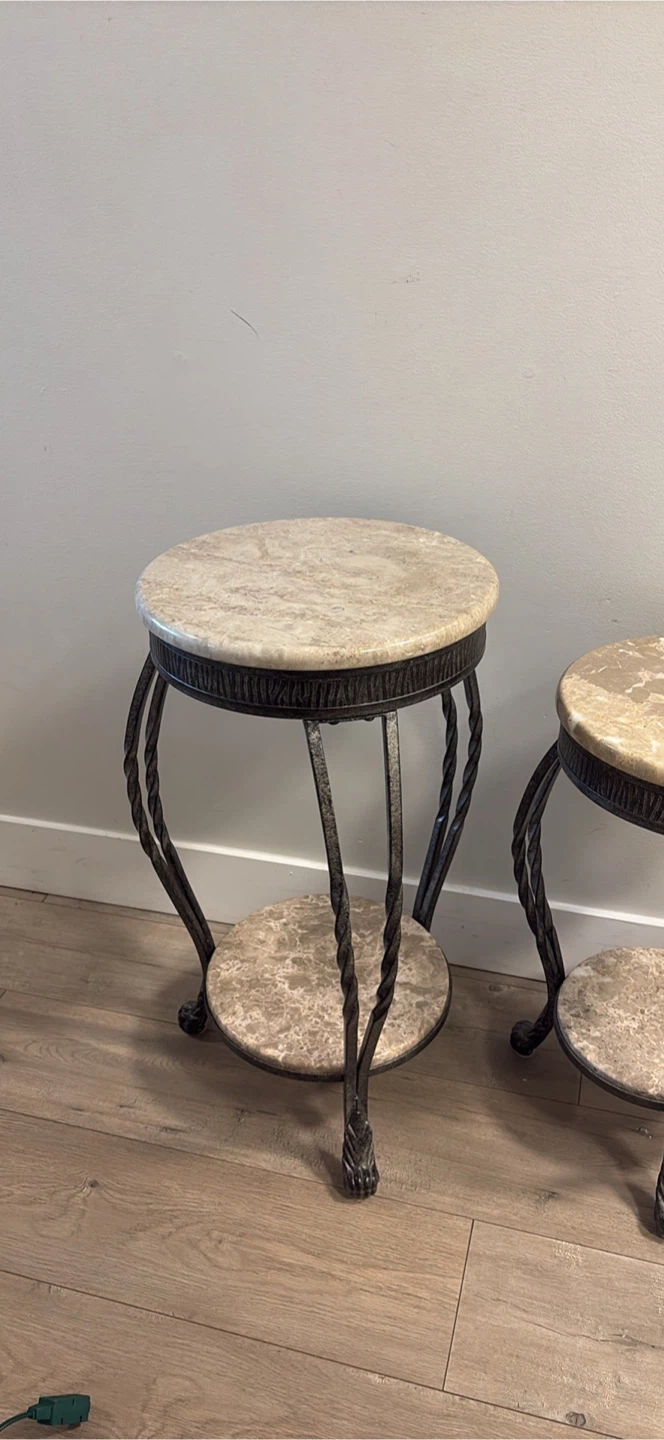 Set of Two Marble and Metal Side Tables - photo 2