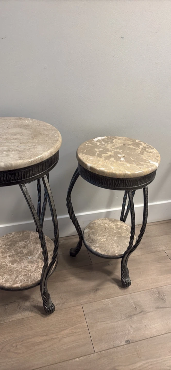 Set of Two Marble and Metal Side Tables - photo 3