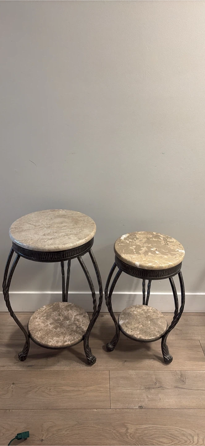 Set of Two Marble and Metal Side Tables - photo 4