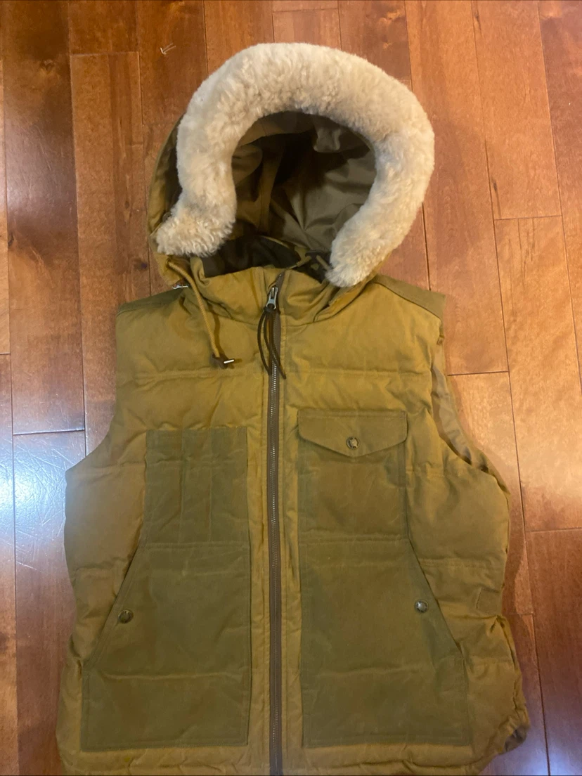 Filson Women's Down Cruiser Vest Marsh Olive Green Hood Sz Large