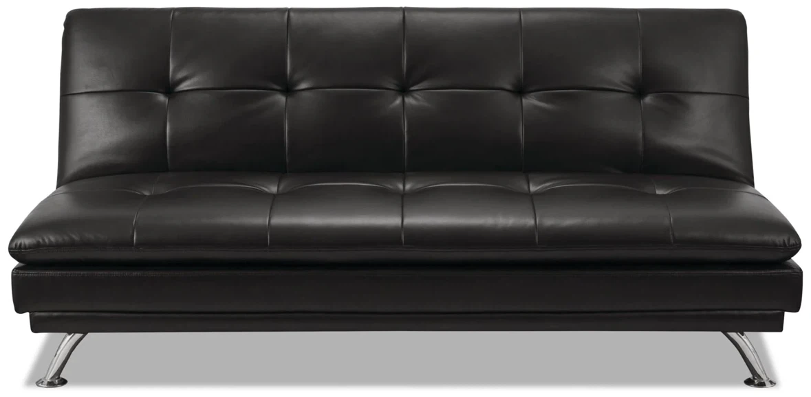 Black Leather-Look Fabric Klik Klak Futon