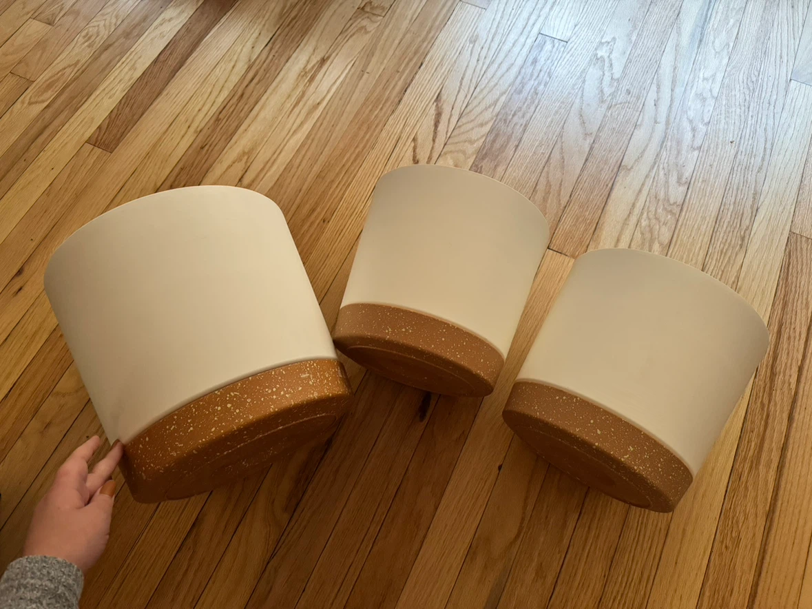 Set of 3 White and Speckled Planters