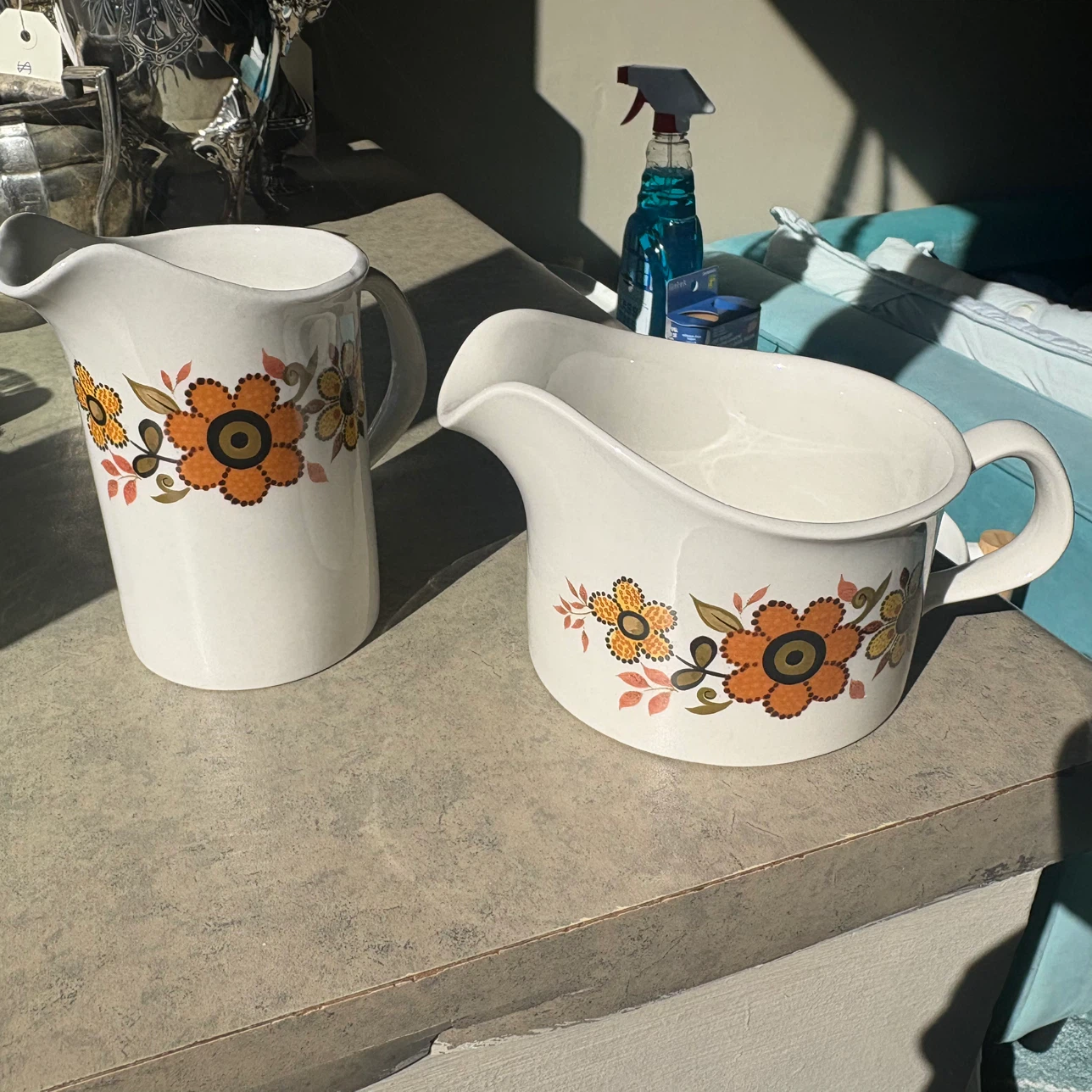 Ridgway Ironstone Harvest Gold Jug and Gravy Boat