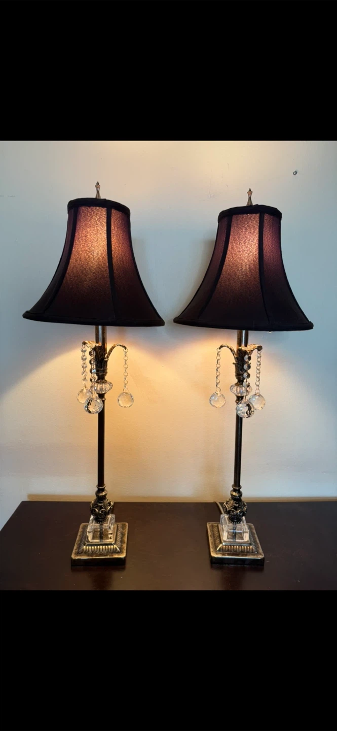 Set of Two Vintage-Style Crystal Table Lamps