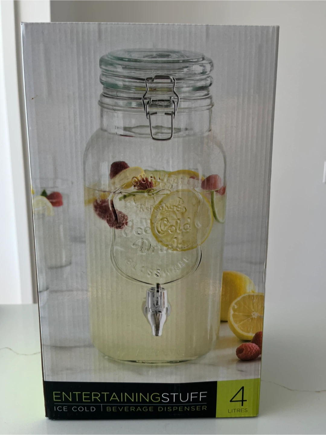 EntertainingStuff Kitchen 4L Glass Beverage Dispenser