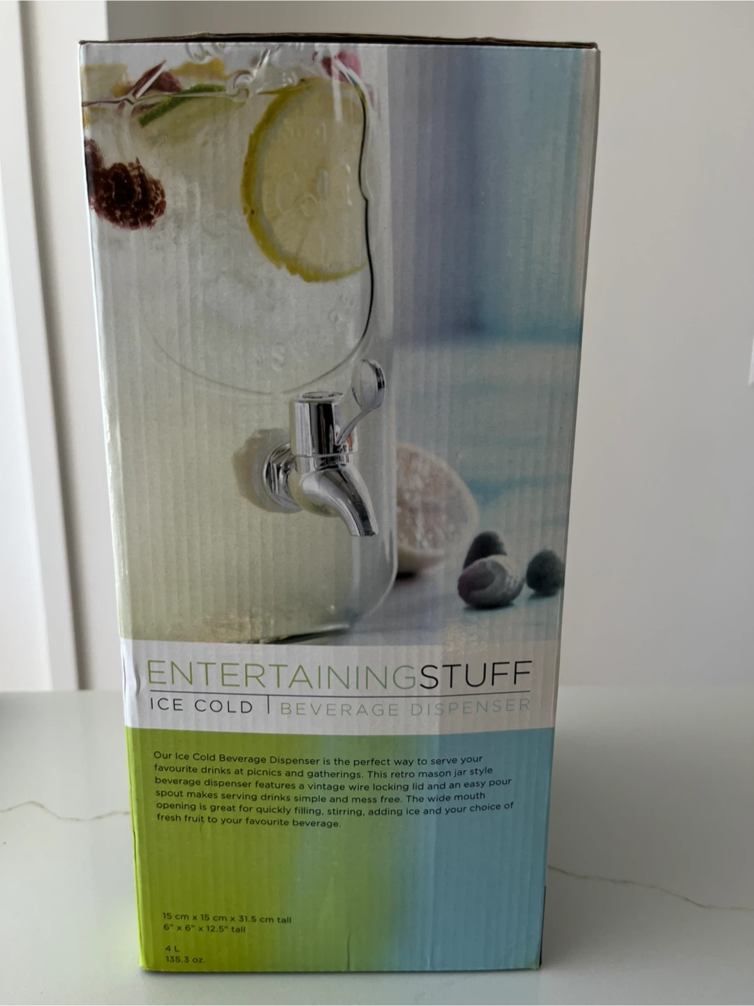 EntertainingStuff Kitchen 4L Glass Beverage Dispenser - photo 2