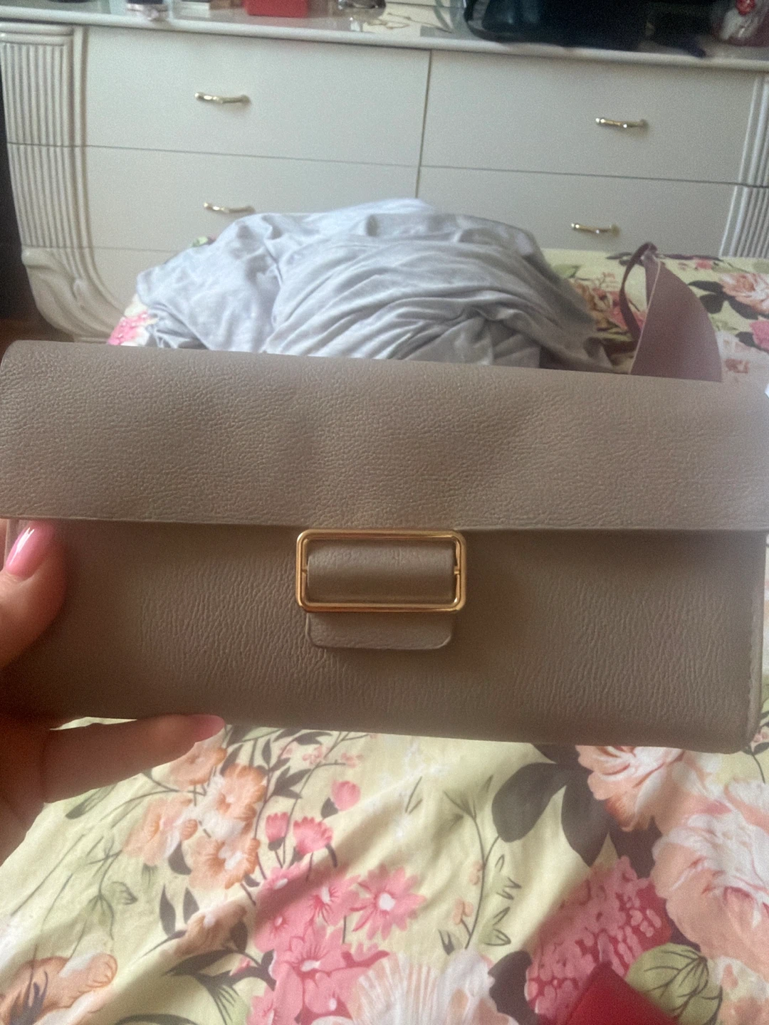 Taupe Rectangle Clutch Wallet