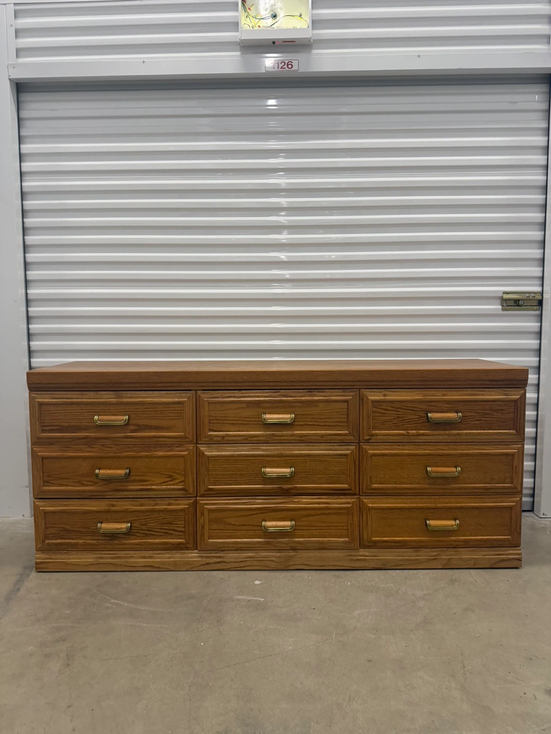 9-Drawer Oak Wood Dresser