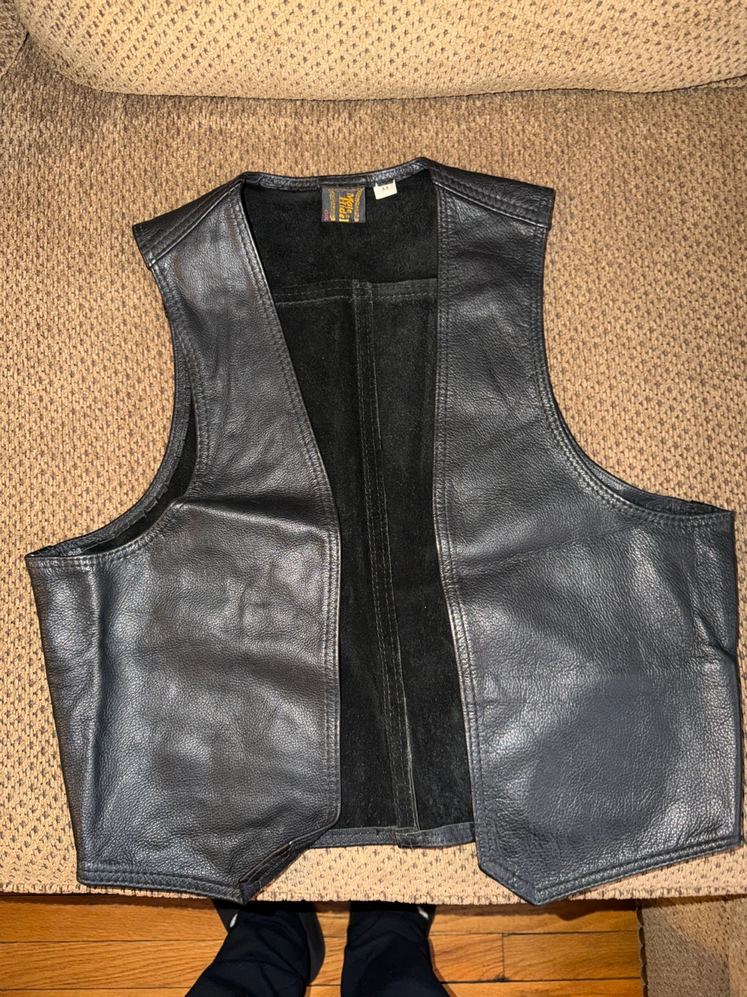 Male Hide Black Leather Vest