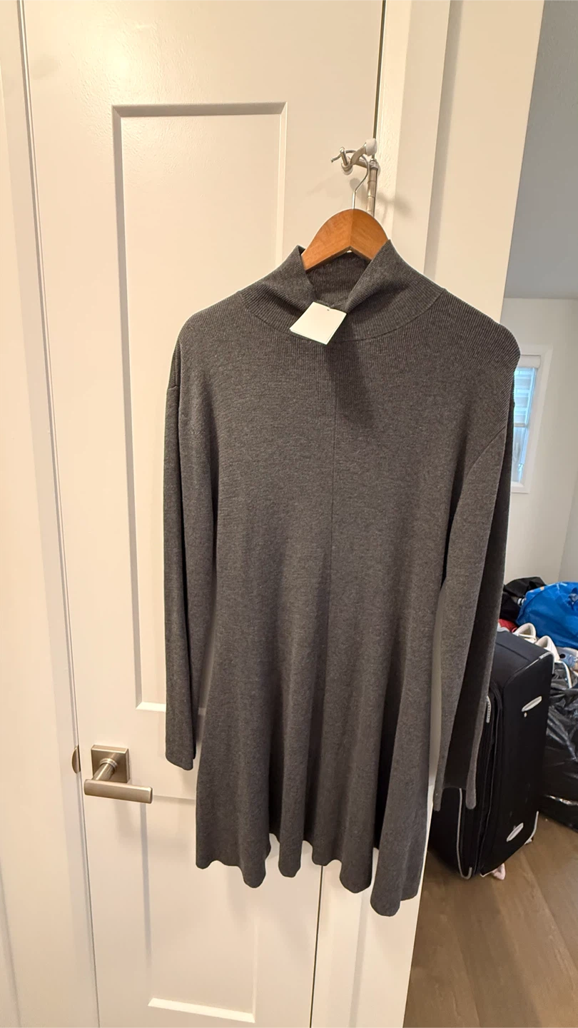 Grey mock neck sweater dress
