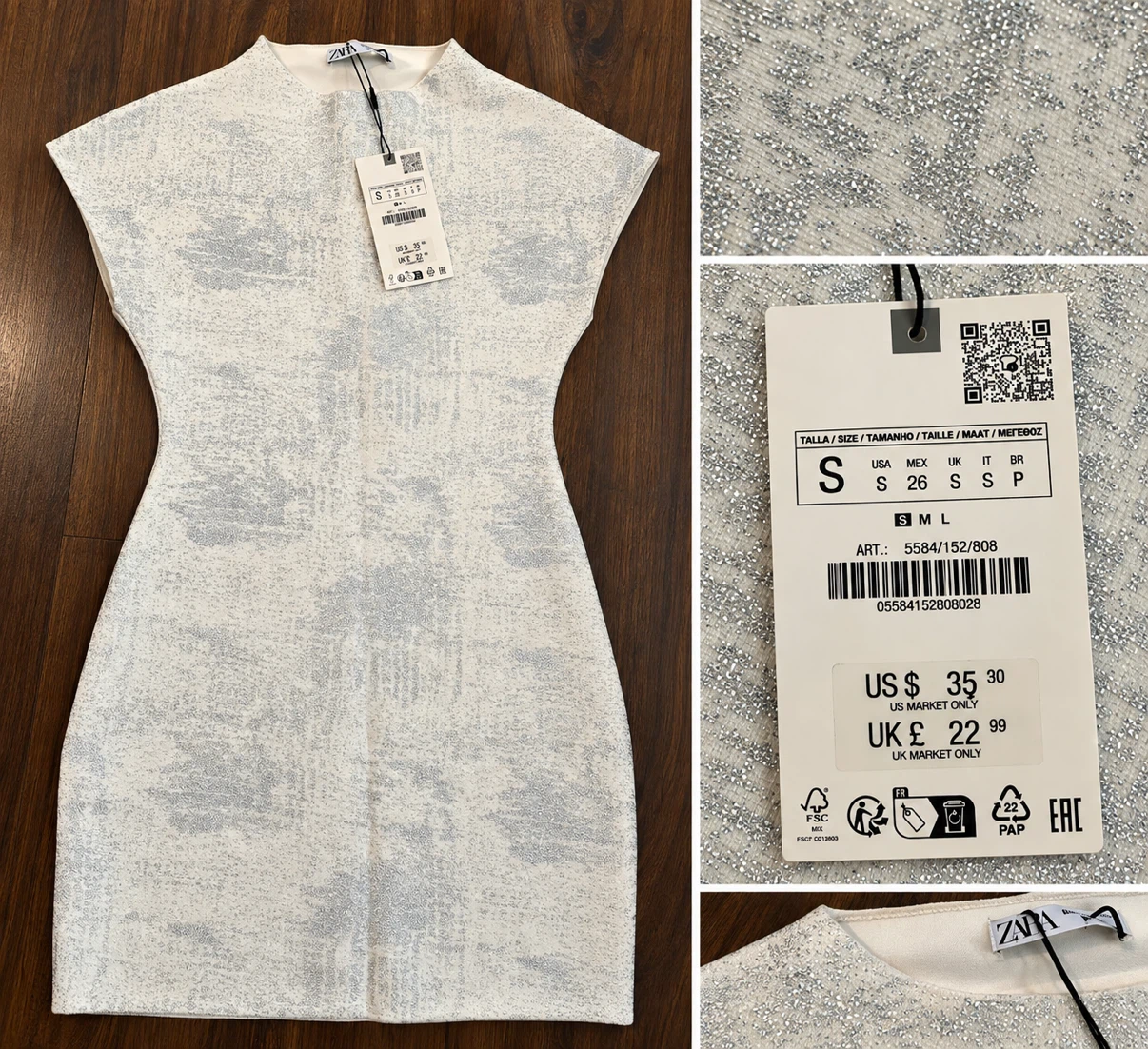 Zara Textured Metallic Mini Dress