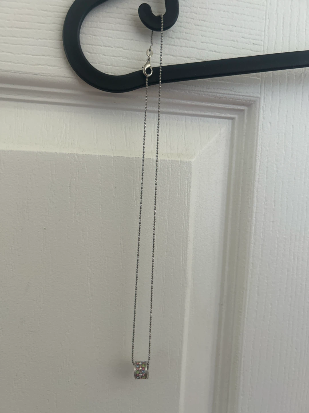 Silver-Tone Crystal Bead Necklace